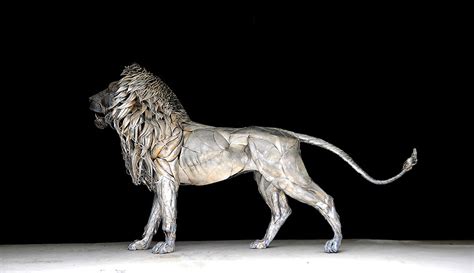 Highly Detailed Hand Made Metal Lion Sculpture Created Out Of 4000