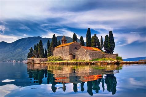 Architecture Old Building Ancient Montenegro Island Landscape Mountains Clouds Nature