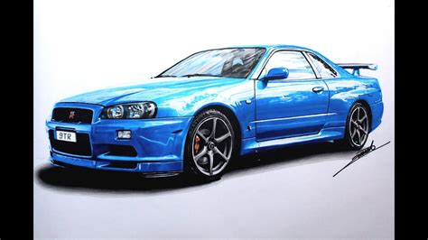 The site owner hides the web page description. Nissan Skyline GTR R34 Speed Drawing by Roman Miah - YouTube
