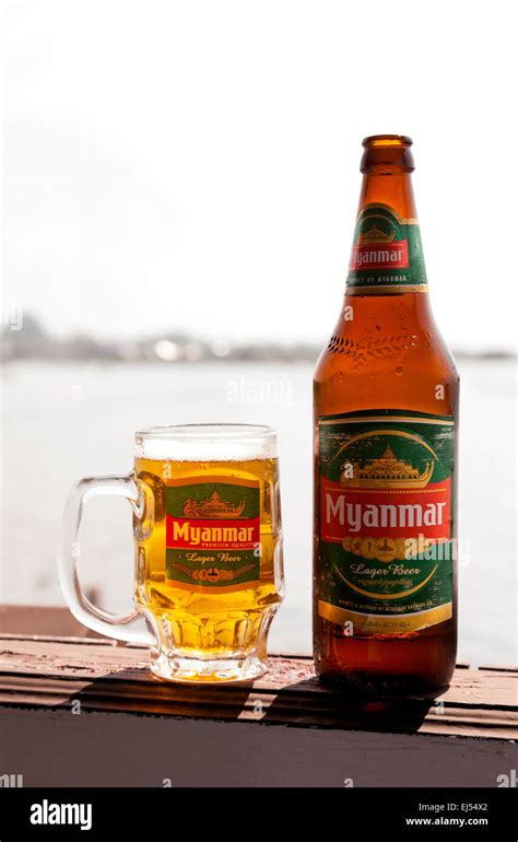 Bottle And Glass Of Myanmar Beer Myanmar Burma Asia Stock Photo