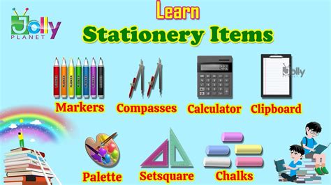 Learn Stationery Names With Pictures For Kids In English Stationery