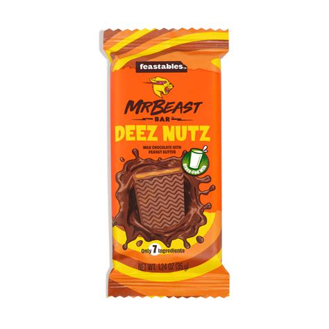 Feastables Mr Beast Deez Nutz Peanut Butter Milk Chocolate Bar 1 24 Oz