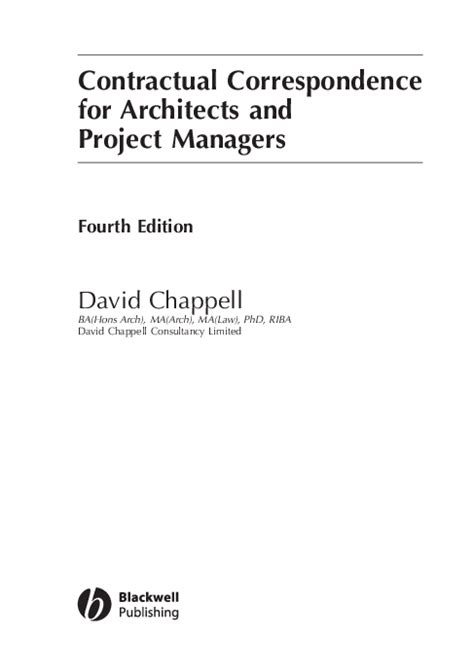 Pdf Contractual Correspondence For Architects And Project Managers