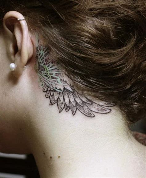 Angel Wing Tattoo Behind Ear Men
