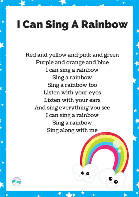 I Can Sing A Rainbow Lyrics And Printable Craft Play Learn