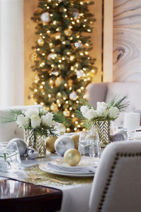 Gorgeously elegant gold and silver christmas table use these christmas table decorations as inspiration for all your parties this holiday season. Elegant Gold And White Christmas Tablescape - Setting for Four