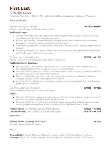 Entry Level Real Estate Agent Resume Examples For Resume Worded