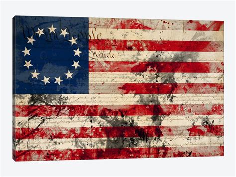 Usa Betsy Ross Flag With Constitution B Canvas Art Print Icanvas