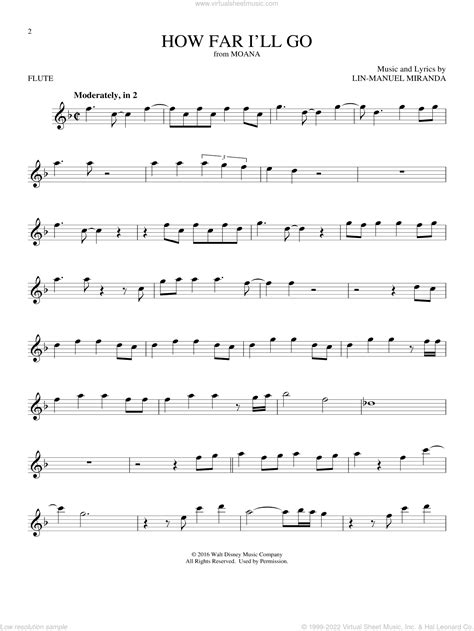 How Far Ill Go From Moana Sheet Music For Flute Solo Pdf