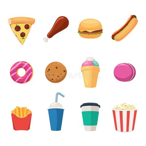Set Of Fast Food Icons Stock Vector Illustration Of Noodle 100386917