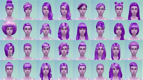 Stars Sugary Pixels Female Purple Hairstyle Sims 4 Hairs
