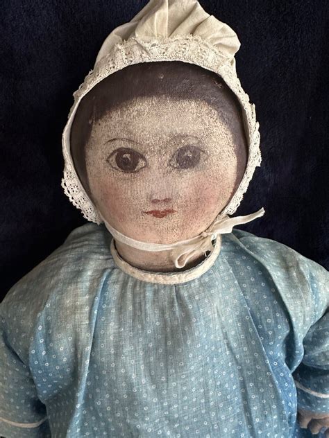 Antique American Cloth Doll 23 In Oil Painted Face Antique Clothing 1880 90 S Ebay