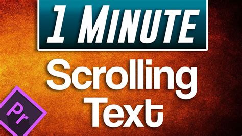 Let's explore the different options of how to add text and customize it for. How to Add Scrolling Text Tutorial : Premiere Pro CC ...