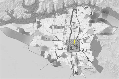 The Stretch Of Lalehzar Is Marked In Yellow At The Core Of Tehrans