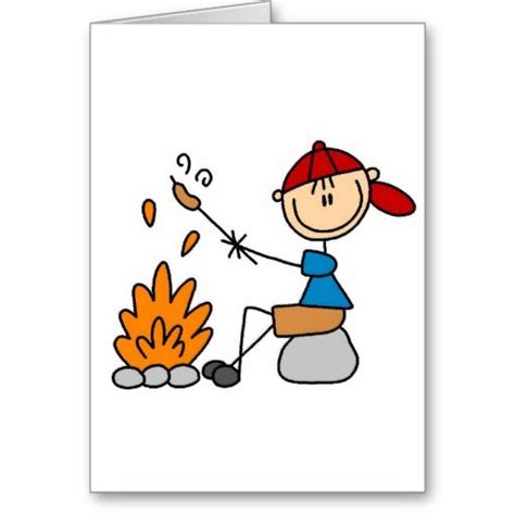 Hot Dogs On Campfire Card Zazzle Stick Figure Drawing Stick