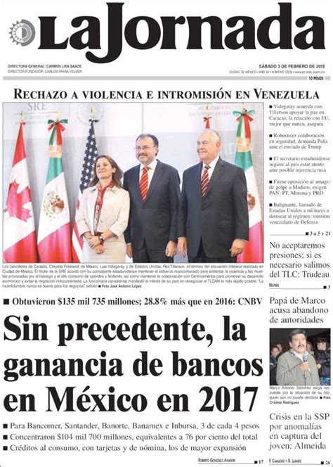 Periódico La Jornada México Periódicos De México Toda La Prensa De