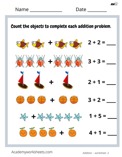 Picture Addition Sums To 5 Academy Worksheets