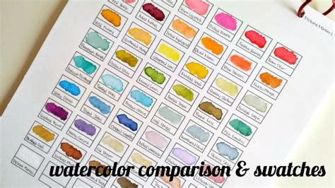 Watercolor Comparison And Swatches Swatch Craft Organization