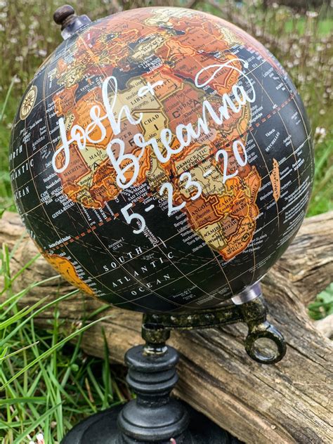 Custom 5 Black Globe Personalized Globes Hand Lettered Etsy