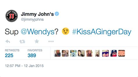 Its Kiss A Ginger Day So Jimmy Johns Is Now Flirting With Wendys