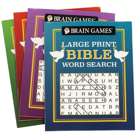 Brain Games Large Print Bible Word Search Books Set Of 4 Miles Kimball