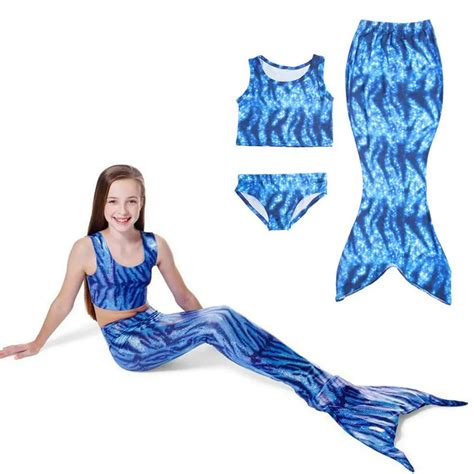 Colorful Mermaid Piece Swimsuit Set Swimwear Girl Bikini Shell Swimsuits Funny Swimsuit