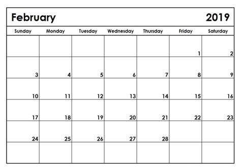 February Calendar 2019 Printable Planner