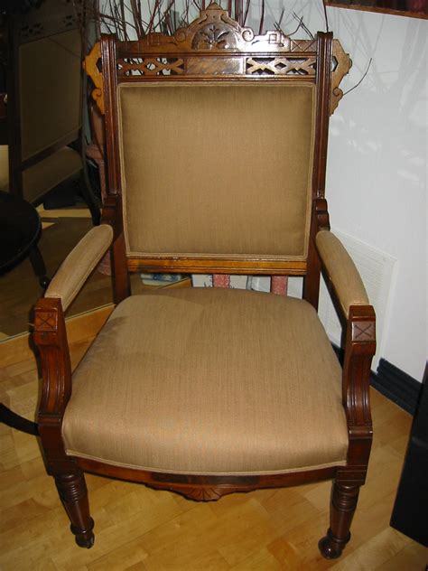 Arm chairs are very common in living rooms. Empire Wood Arm Chair Crested Updated Upholstery For Sale ...