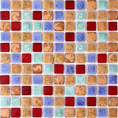 Tst Ceramic Mosaic Tiles Fambe Flower Effect Multi Color Glazed Tiles