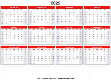 Monthly Calendar 2022 Free Download Editable And Printable Riset