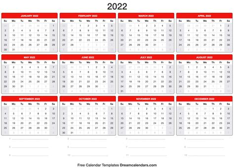 2021 blank and printable pdf calendar. 2022 Calendar