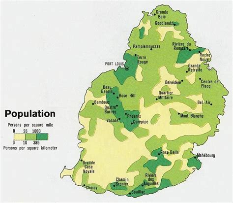 Population Map Of Mauritius 1972 Mauritius World Geography Map