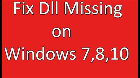 Fix Dll Missing On Windows 7810 Youtube
