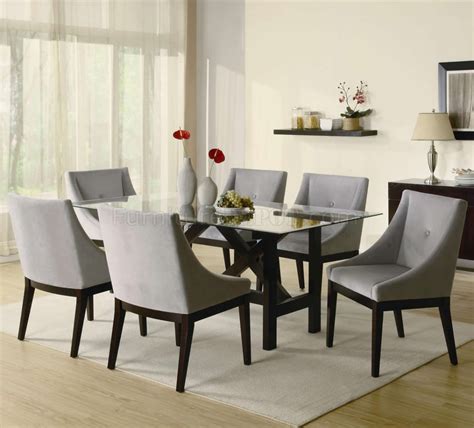 Cappuccino Finish Glass Top Modern Dining Table Woptional Items