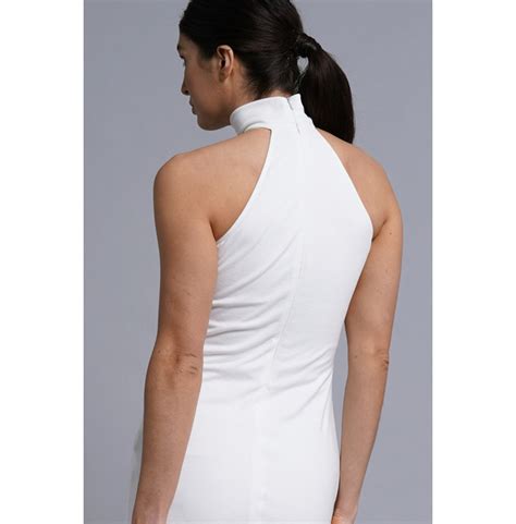 White Halter Neck Mini Dress Cold Shoulder High Neck Rebelsmarket