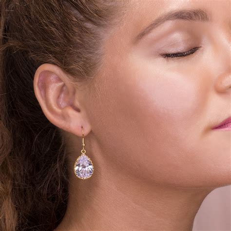 Crystal Drop Earring Bridal Earring Cubic Zirconia Earring Etsy