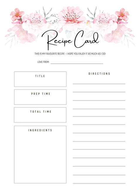 Gorgeous Blank Recipe Template (Perfect for Events or Everyday Use!)