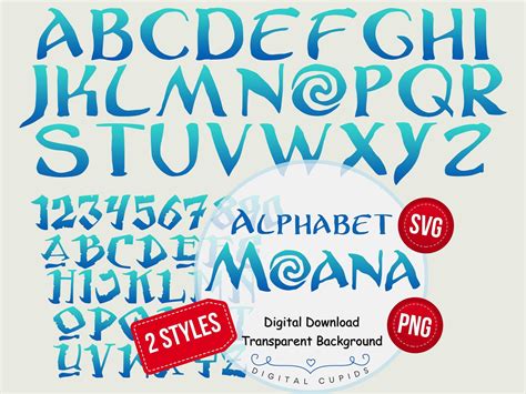 Moana Alphabet Font Collection Svg Png Vaiana Movie Inspired Etsy