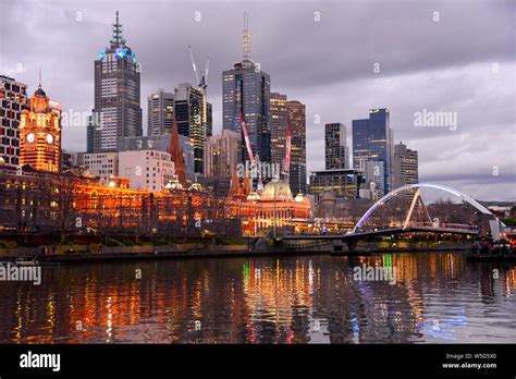 Melbourne City At Night Melbourne Victoria Australia Stock Photo Alamy