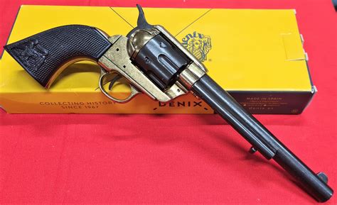 Denix Replica Gun 1873 Colt Peace Maker Revolver Pistol Brass And Black