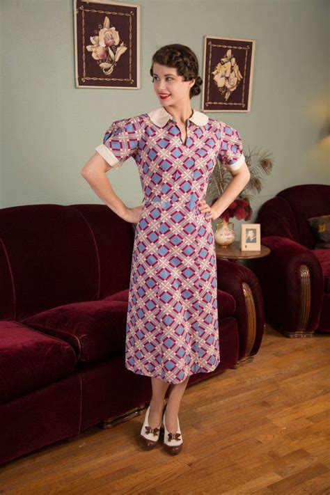 Vintage 1930s Dress Delightful Bold Plaid Print Cotton 30s Etsy
