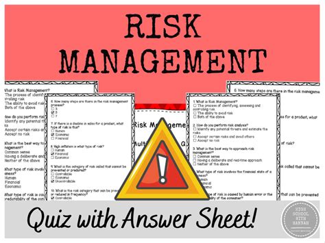 Risk Management Multiple Choice Quiz Teaching Resources
