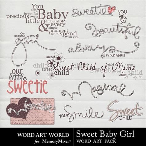 Sweet Baby Girl Waw Wordart Scrapbook Page Design Memorymixer