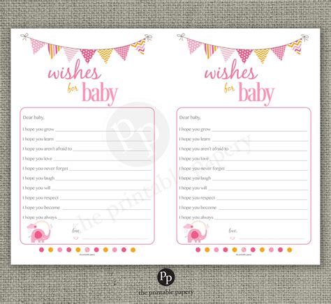 Printable Wishes For Baby Game Baby Shower Game Etsy