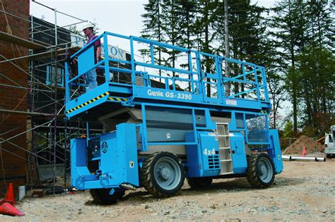 Employees working from such completed temporary platforms and scaffolds are not. Genie® GS3390 RT Rough Terrain Scissor Lift Access ...