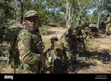 A Zambian Soldier Leads A Patrol During A Pre Deployment Field Training