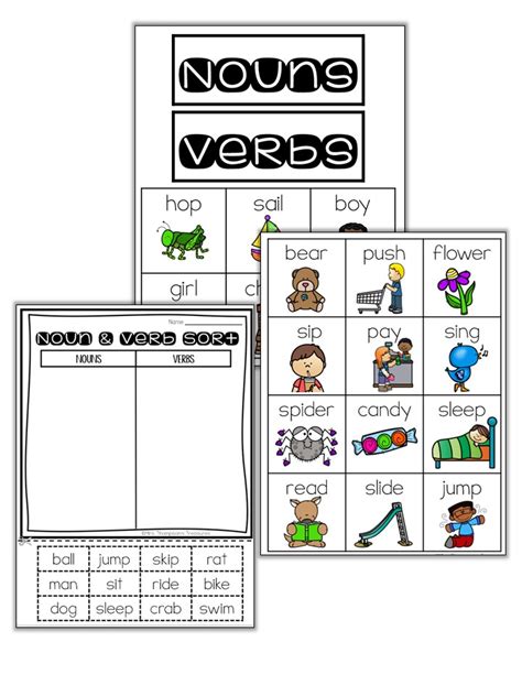 Sorting Nouns And Verbs Worksheet Worksheets For Kindergarten