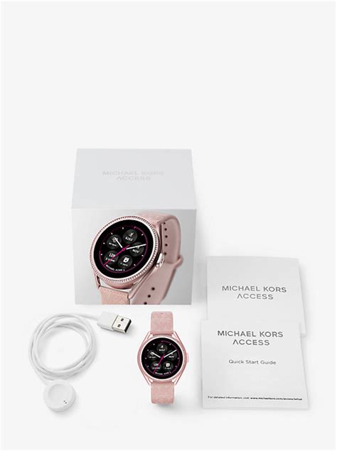 Michael Kors Access Gen 5e Mkgo Pink Tone And Logo Rubber Smartwatch