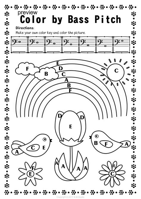 Bass Clef Note Naming Worksheets For Spring Distance Learning Bass Clef Notes Music Lessons