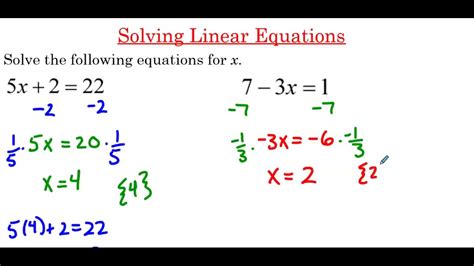 Solving Linear Equations Youtube